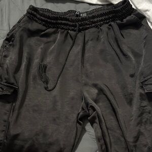 Charcoal Satin Pants